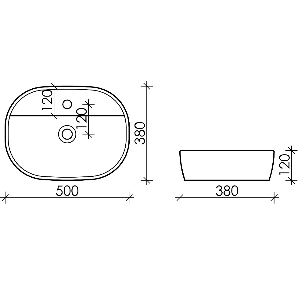 Раковина накладная Ceramica Nova Element CN6036 50x38 (белый), без донного клапана