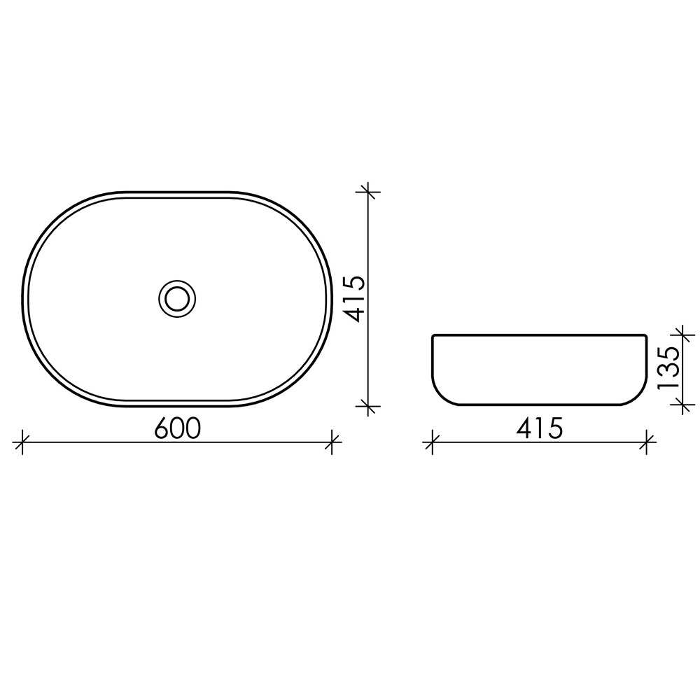 Раковина накладная Ceramica Nova Element CN6047 60x41.5 (белый глянцевый), без донного клапана