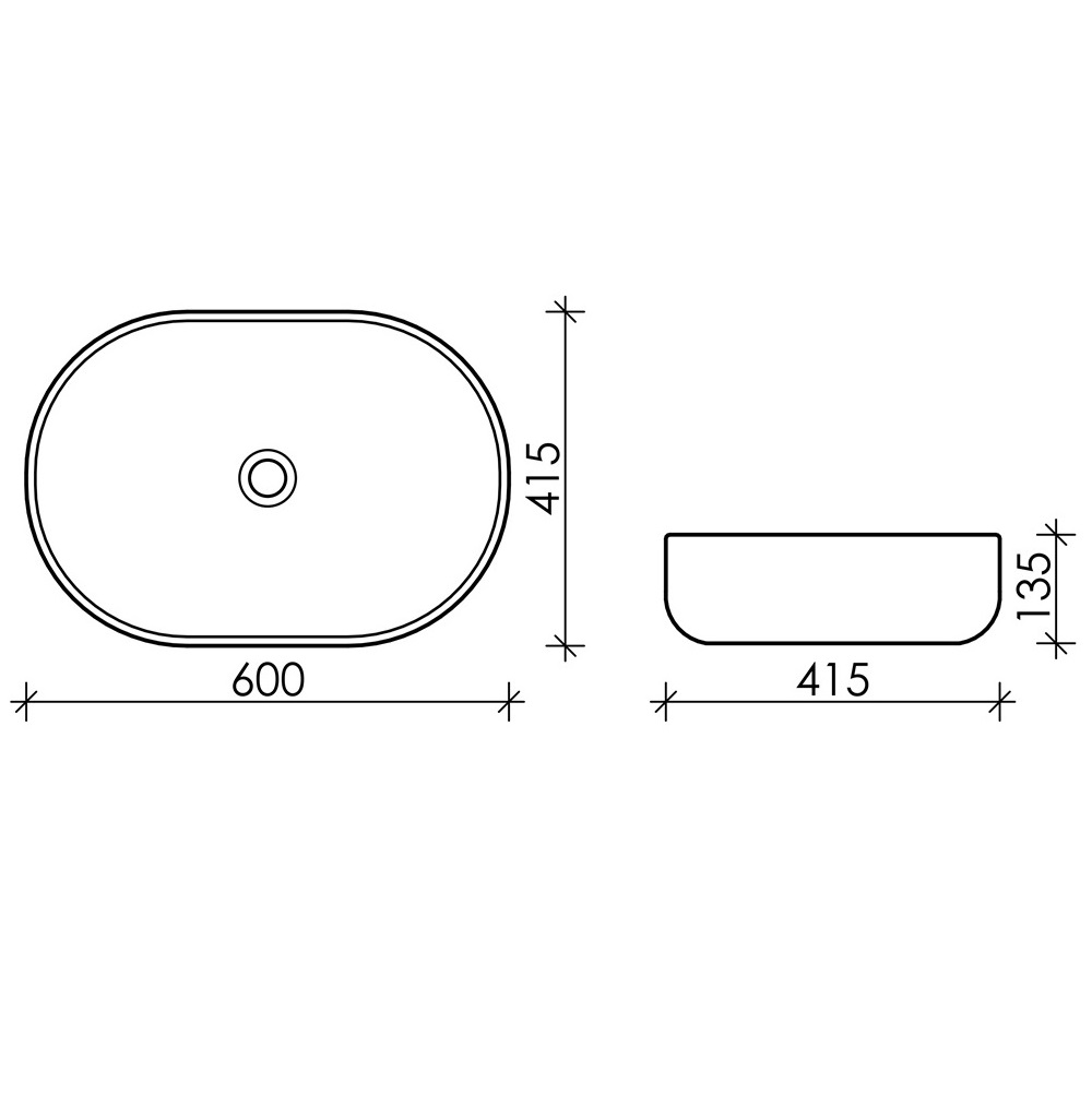 Раковина накладная Ceramica Nova Element CN6047MH 60x41.5 (антрацит матовый), без донного клапана