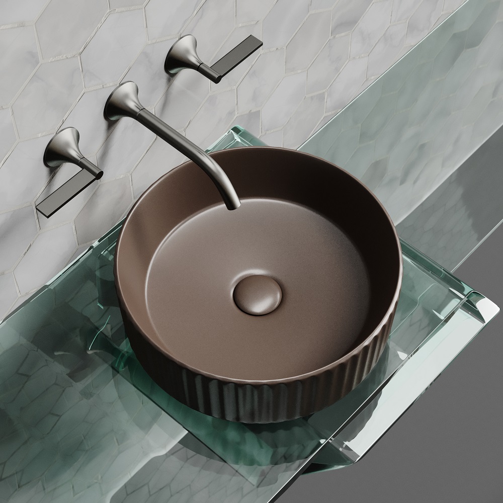 Раковина накладная Ceramicanova Element CN6057MDB 36x36x11.5 (коричневый матовый), без донного клапана