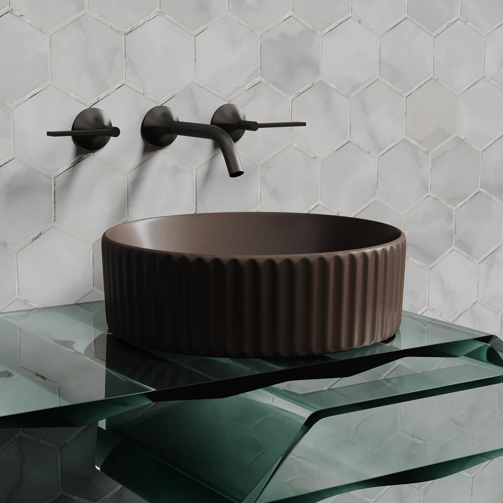 Раковина накладная Ceramicanova Element CN6057MDB 36x36x11.5 (коричневый матовый), без донного клапана