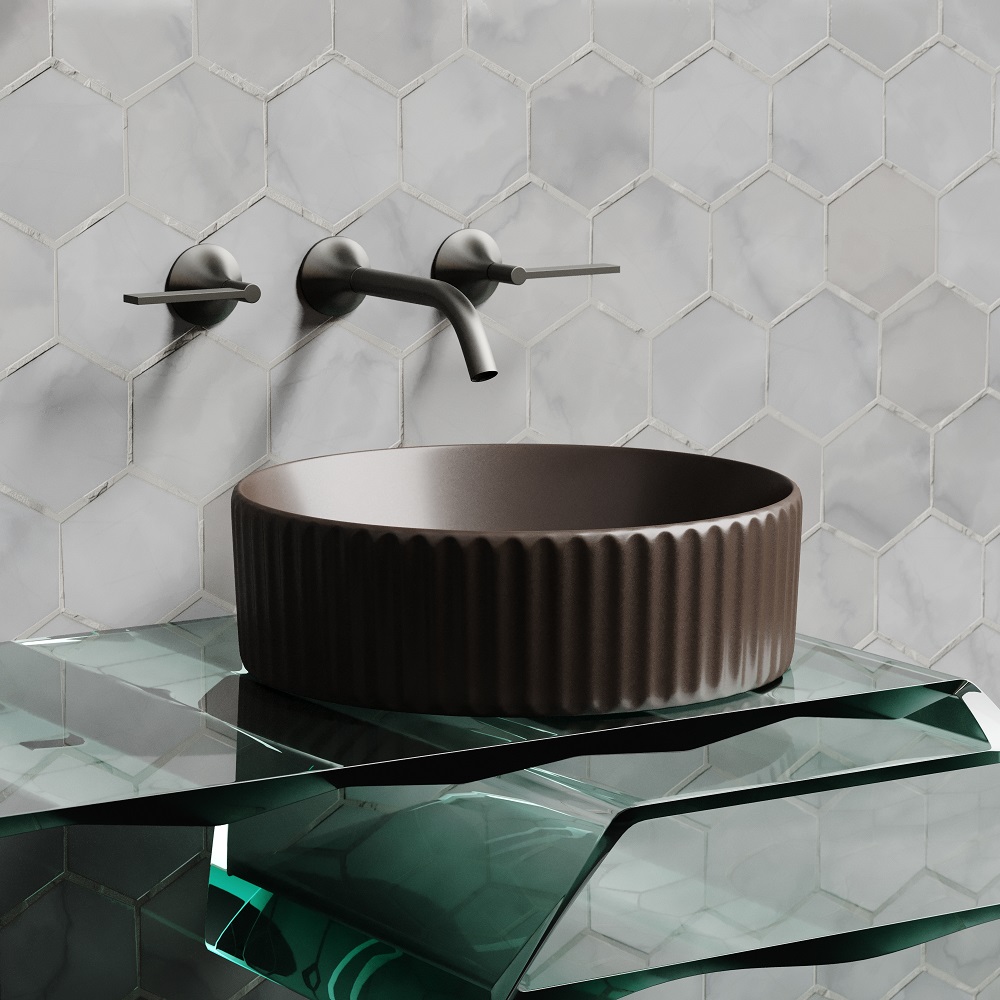 Раковина накладная Ceramicanova Element CN6057MDB 36x36x11.5 (коричневый матовый), без донного клапана