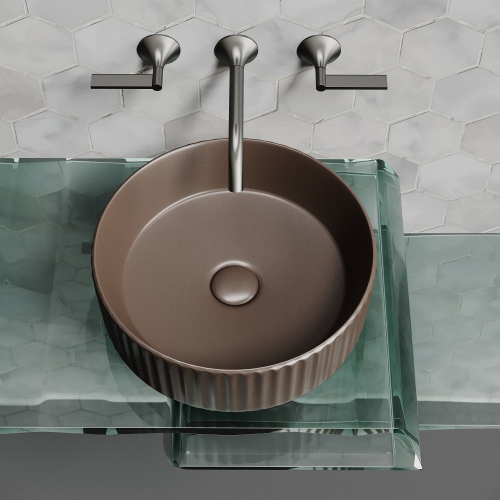 Раковина накладная Ceramicanova Element CN6057MDB 36x36x11.5 (коричневый матовый), без донного клапана
