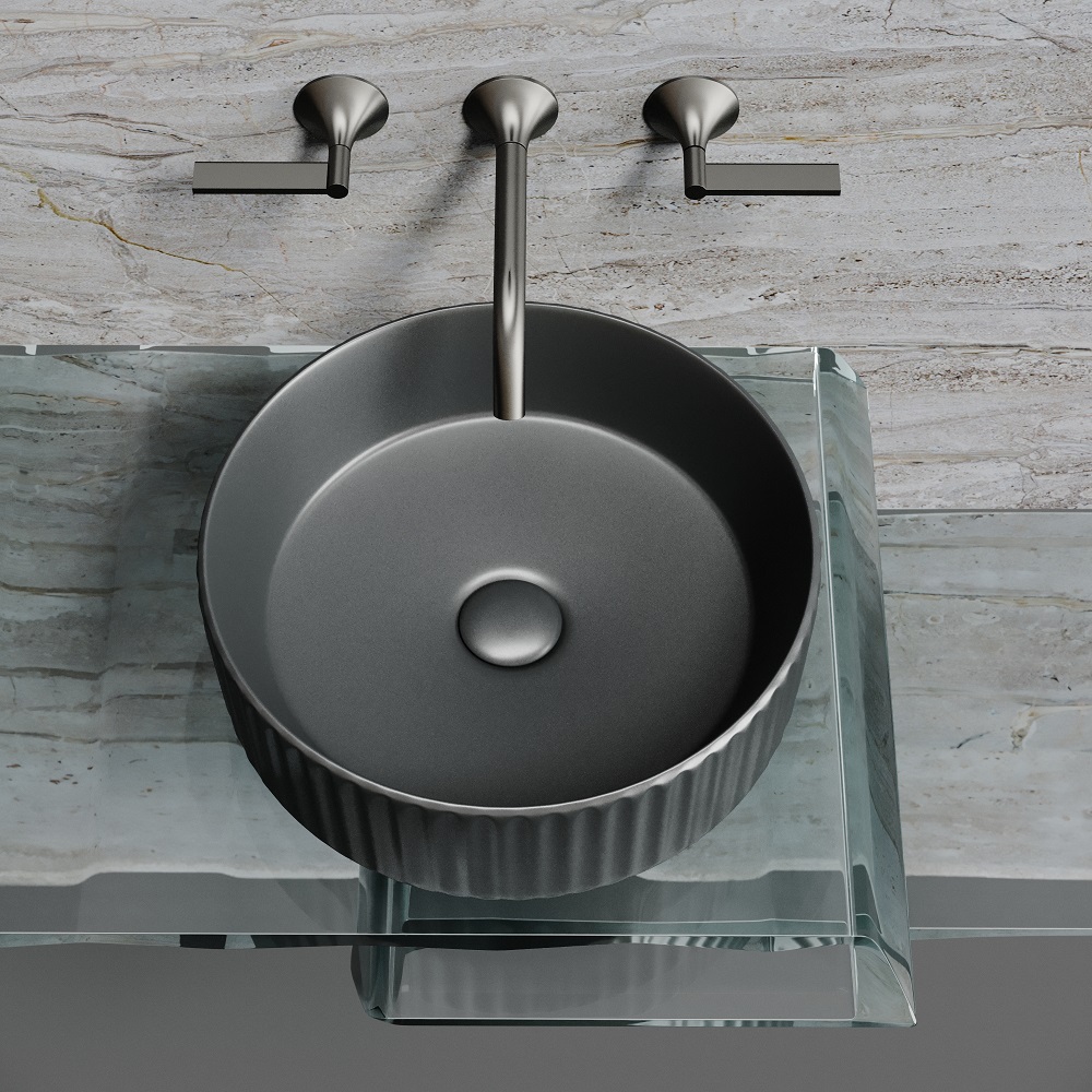 Раковина накладная Ceramicanova Element CN6057MDH 36x36x11.5 (темный антрацит матовый), без донного клапана