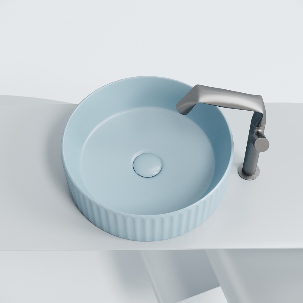 Раковина накладная Ceramicanova Element CN6057ML 36x36x11.5 (голубой матовый), без донного клапана