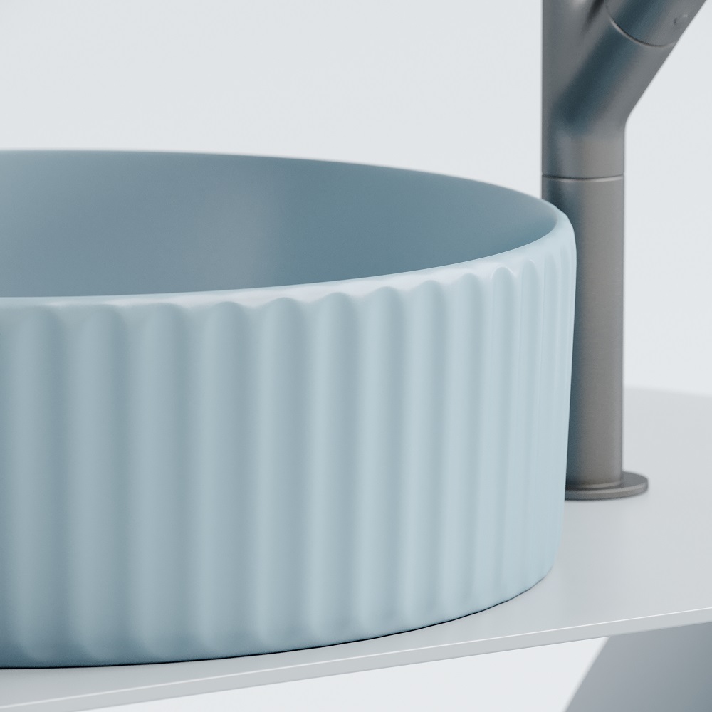 Раковина накладная Ceramicanova Element CN6057ML 36x36x11.5 (голубой матовый), без донного клапана