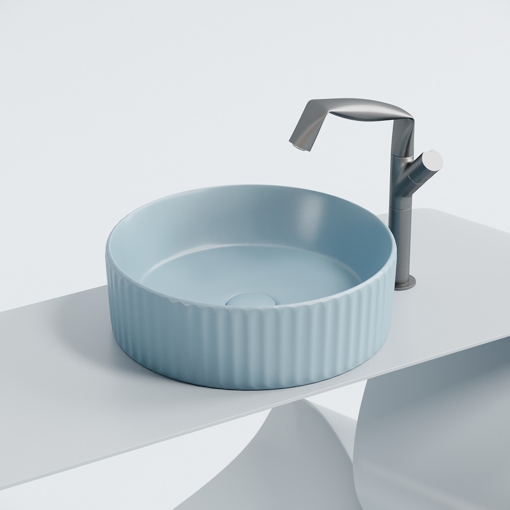 Раковина накладная Ceramicanova Element CN6057ML 36x36x11.5 (голубой матовый), без донного клапана