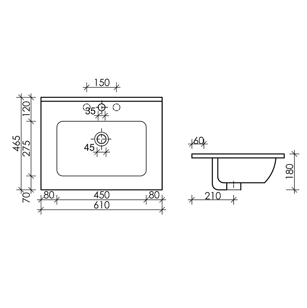 Раковина накладная Ceramica Nova Element CN7001 61x46.5 (белый), без донного клапана