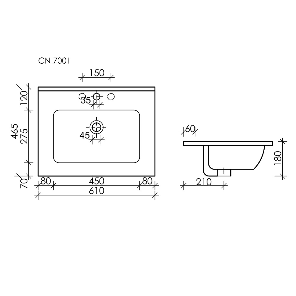 Раковина накладная Ceramica Nova Element CN7001MB 61x46.5 (черный матовый), без донного клапана