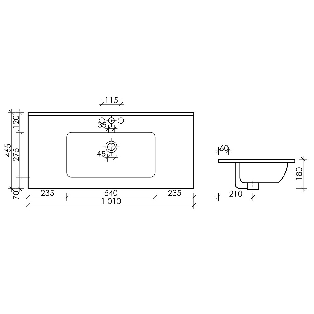 Раковина накладная Ceramica Nova Element CN7003 101x46.5 (белый), без донного клапана