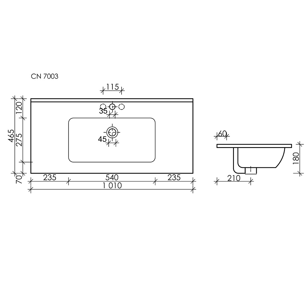 Раковина накладная Ceramica Nova Element CN7003MB 101x46.5 (черный матовый), без донного клапана