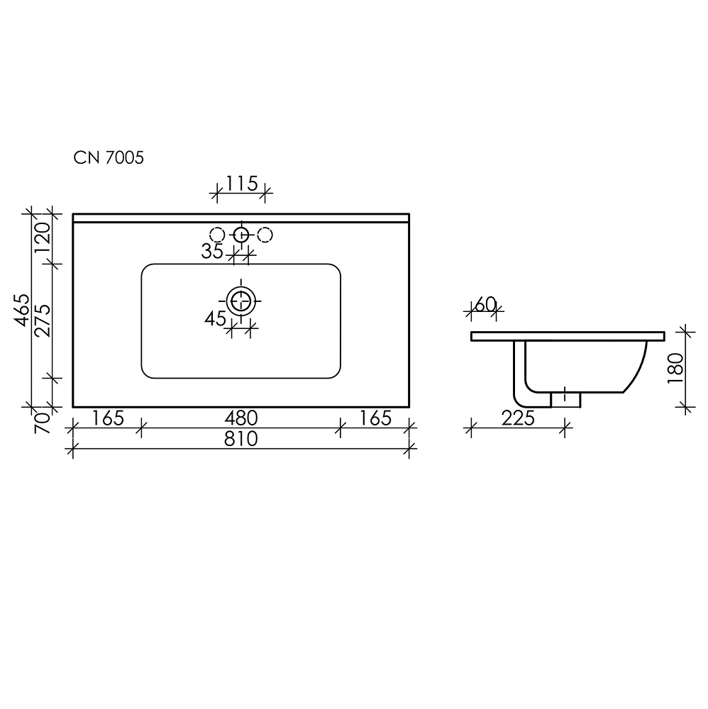 Раковина накладная Ceramica Nova Element CN7005MB 81x46.5 (черный матовый), без донного клапана