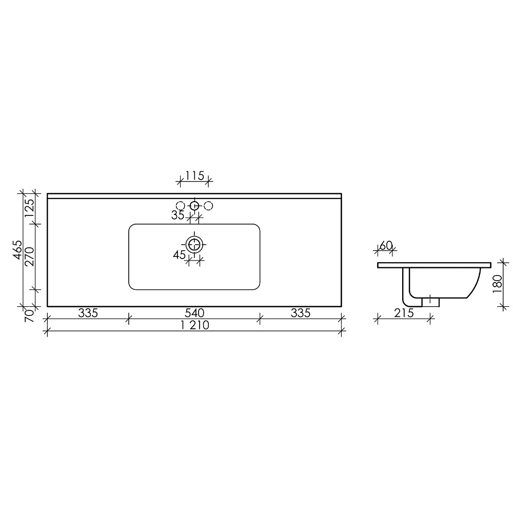 Раковина накладная Ceramica Nova Element CN7006 121x46.5 (белый), без донного клапана