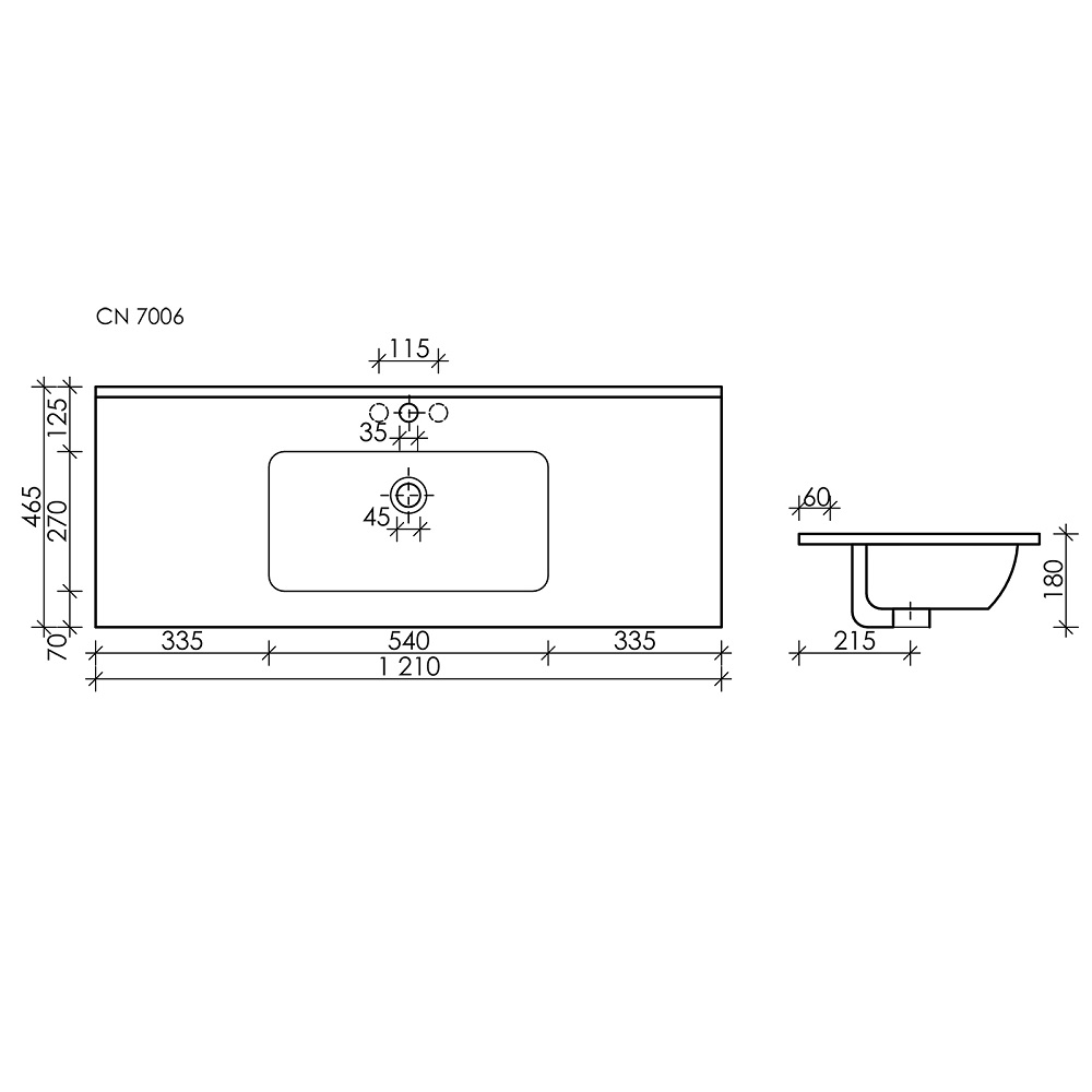 Раковина накладная Ceramica Nova Element CN7006MB 121x46.5 (черный матовый), без донного клапана