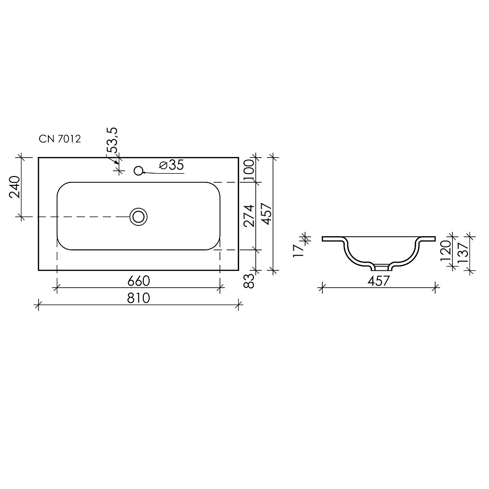 Раковина накладная Ceramica Nova Element CN7012 81x45.7 (белый глянцевый), без донного клапана