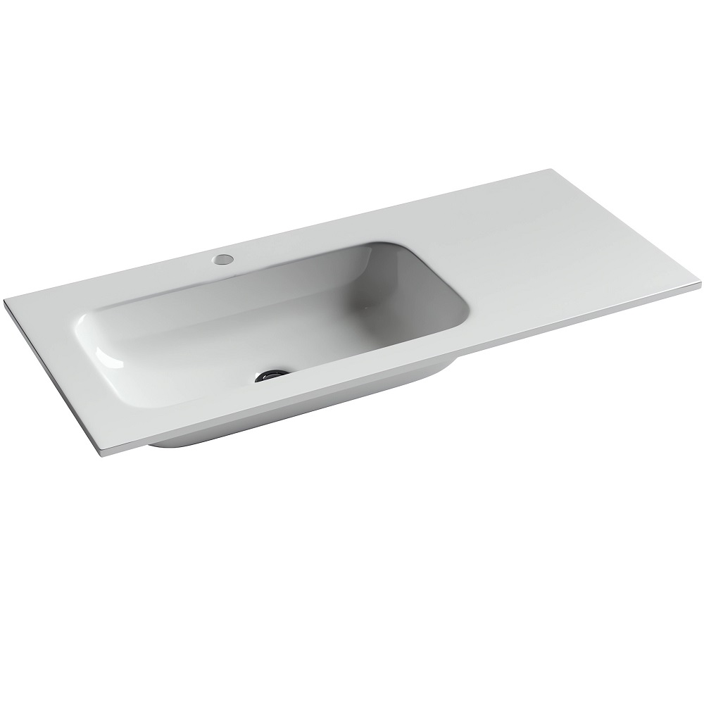 Раковина накладная Ceramica Nova Грация (Grace) CN7014 101x45.7 (белый глянцевый), чаша слева