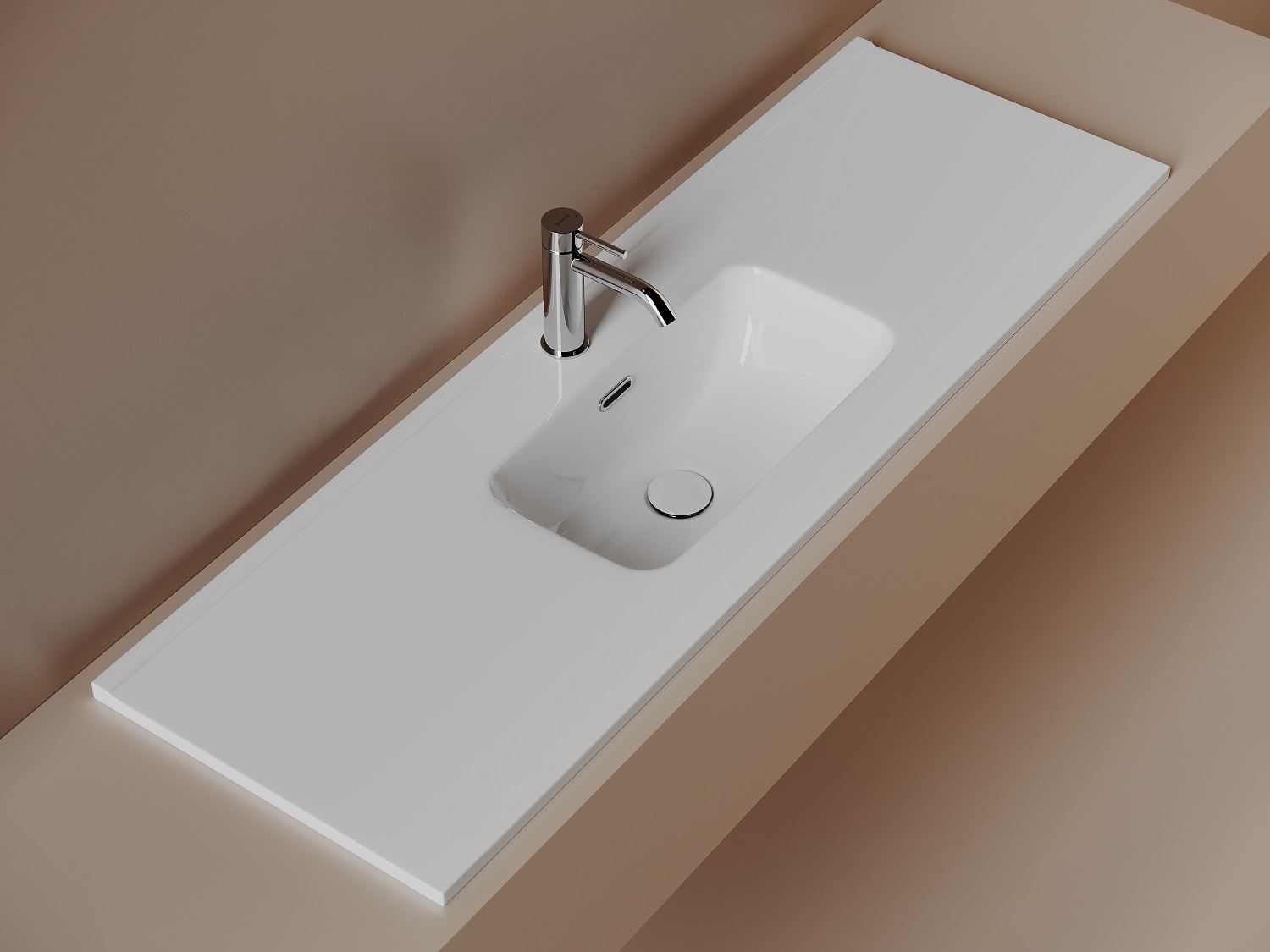 Раковина накладная Ceramicanova Compact (Компакт) CN7028 121x39.5x17.5 (белый глянцевый)