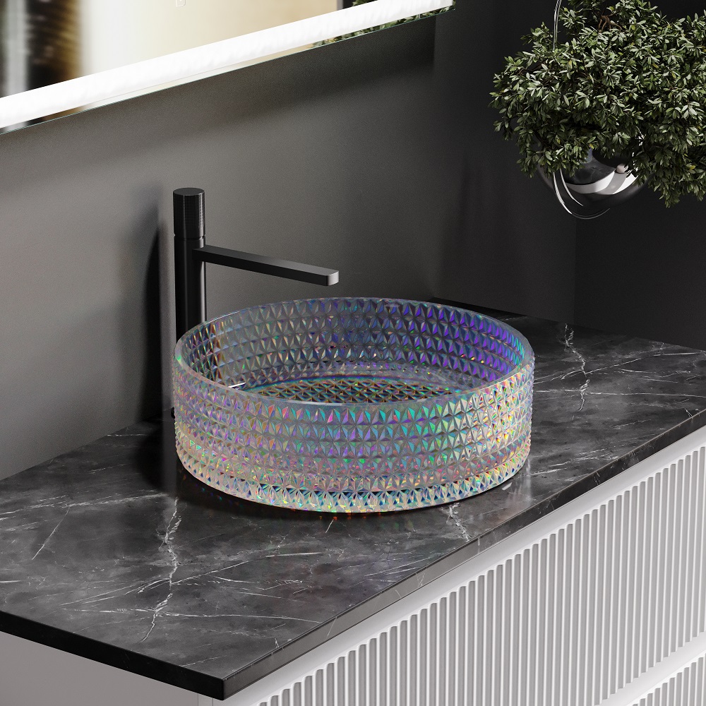 Раковина накладная Ceramicanova Cristal CN6059 36x36x11.2 (неон), без донного клапана
