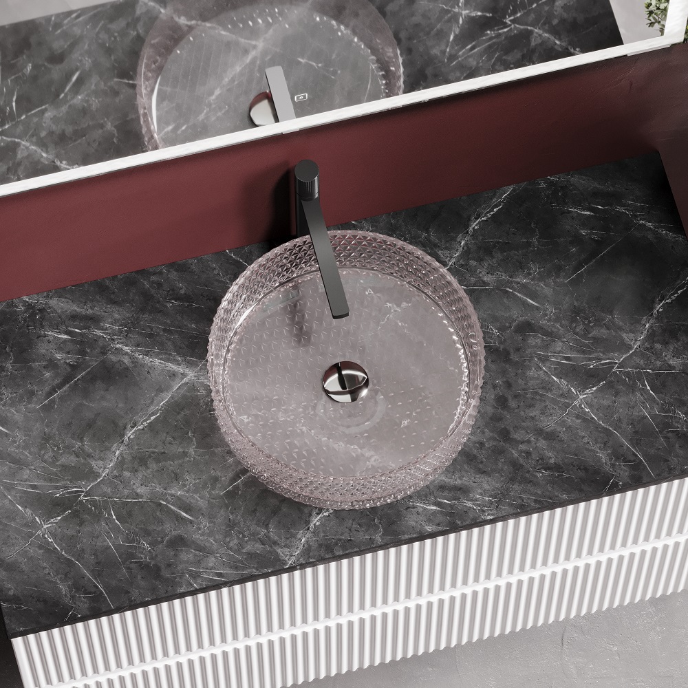 Раковина накладная Ceramicanova Cristal CN6061 36x36x11.2 (розовый), без донного клапана