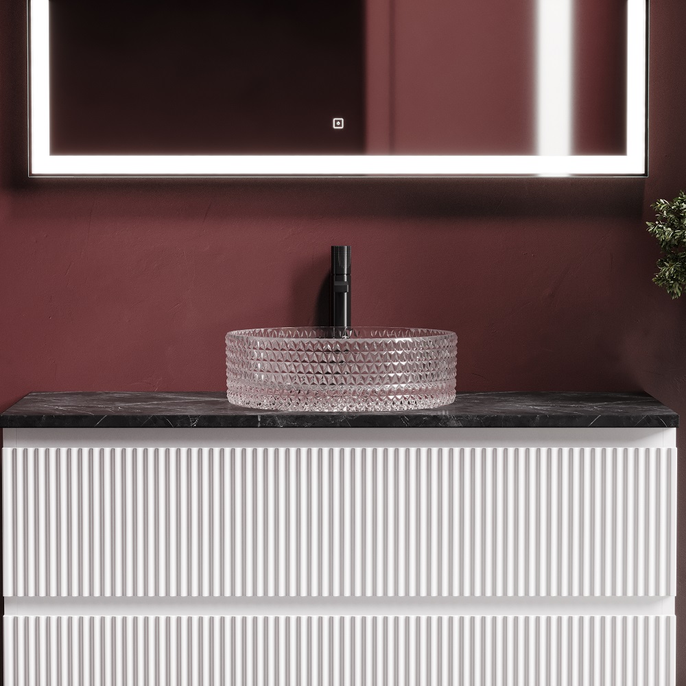Раковина накладная Ceramicanova Cristal CN6061 36x36x11.2 (розовый), без донного клапана