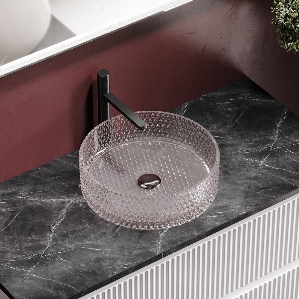 Раковина накладная Ceramicanova Cristal CN6061 36x36x11.2 (розовый), без донного клапана
