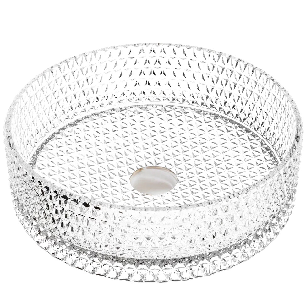 Раковина накладная Ceramicanova Cristal CN6062 36x36x11.2 (прозрачный), без донного клапана