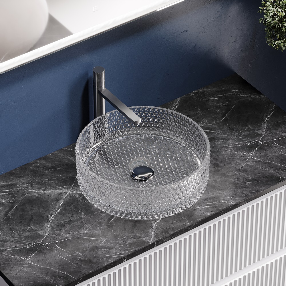 Раковина накладная Ceramicanova Cristal CN6062 36x36x11.2 (прозрачный), без донного клапана
