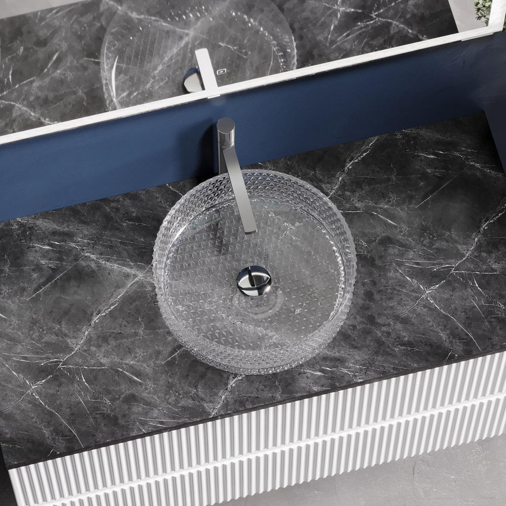 Раковина накладная Ceramicanova Cristal CN6062 36x36x11.2 (прозрачный), без донного клапана