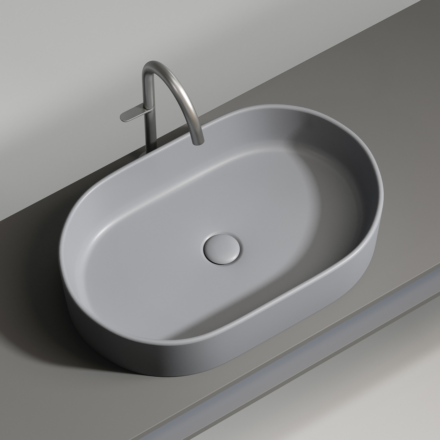 Раковина накладная Ceramicanova Element CN6048MH 60x38x12.2 (антрацит матовый), без донного клапана