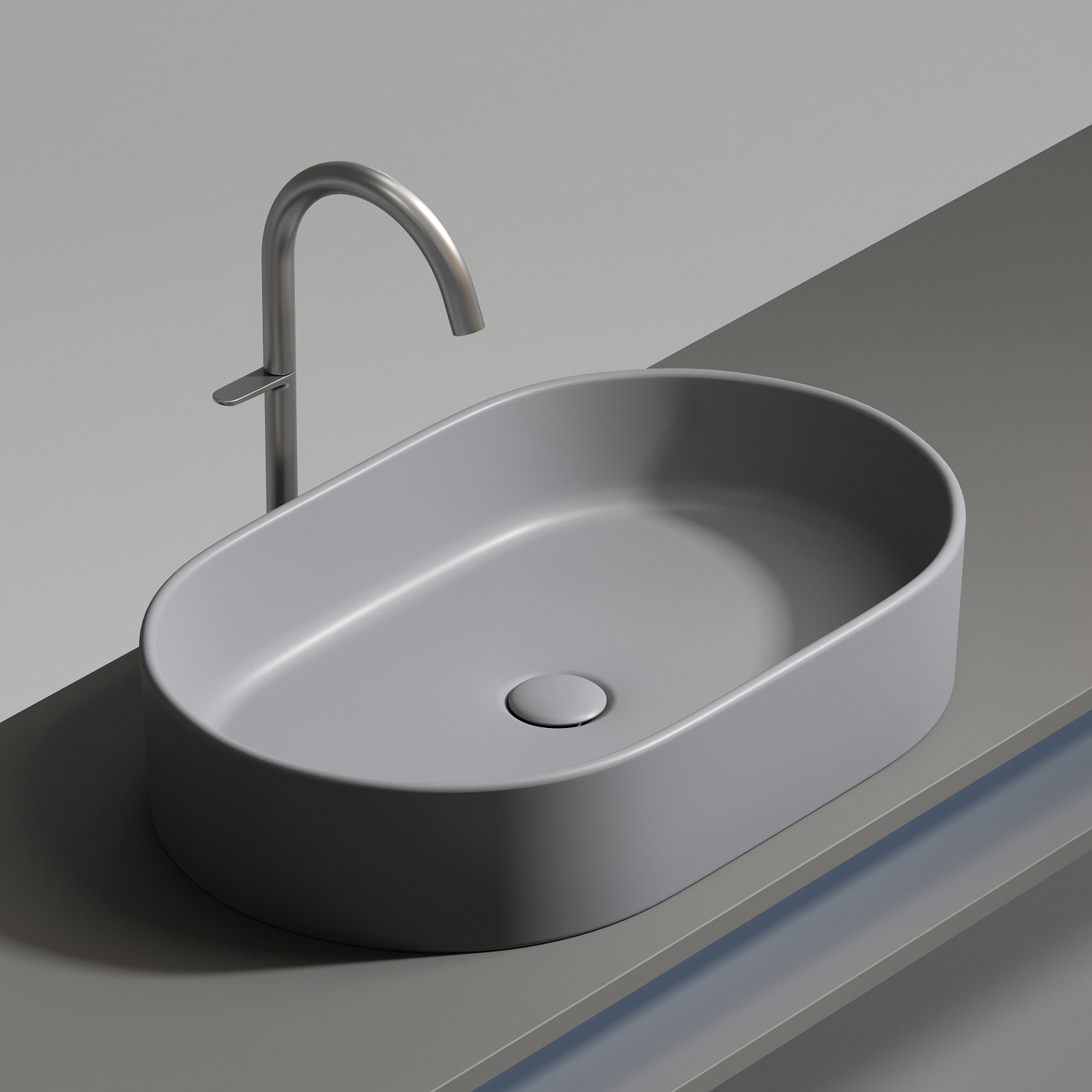 Раковина накладная Ceramicanova Element CN6048MH 60x38x12.2 (антрацит матовый), без донного клапана