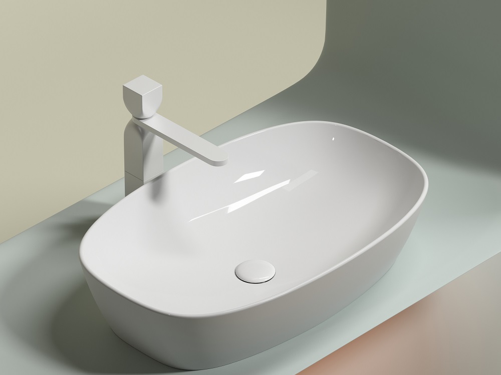 Раковина накладная Ceramicanova Element CN6049 60x38x13.8 (белый глянцевый), без донного клапана