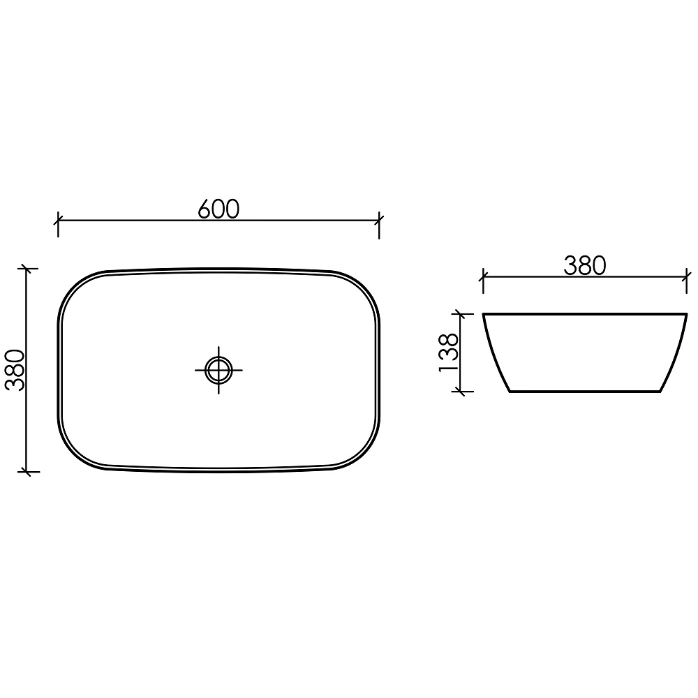 Раковина накладная Ceramicanova Element CN6049MSG 60x38x13.8 (серый матовый), без донного клапана
