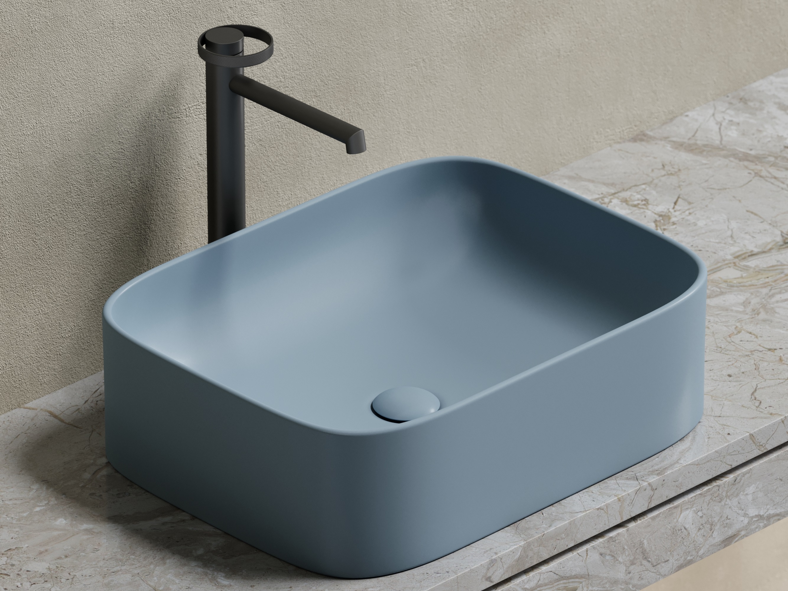 Раковина накладная Ceramicanova Element CN6052MHL 50.5x38x15 (серо-голубой матовый), без донного клапана