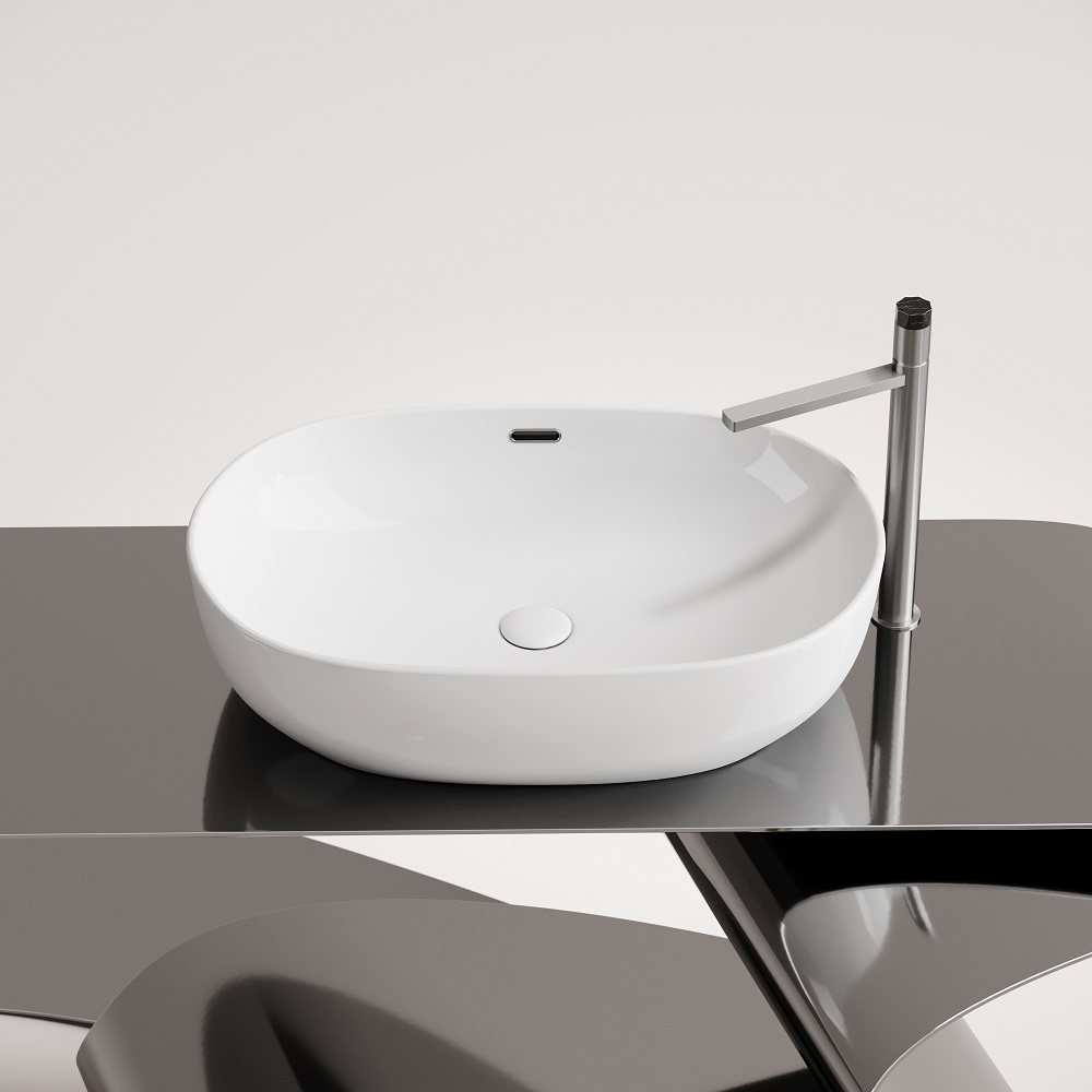 Раковина накладная Ceramicanova Element CN6064 61x42x15.5 (белый), со сливом-переливом
