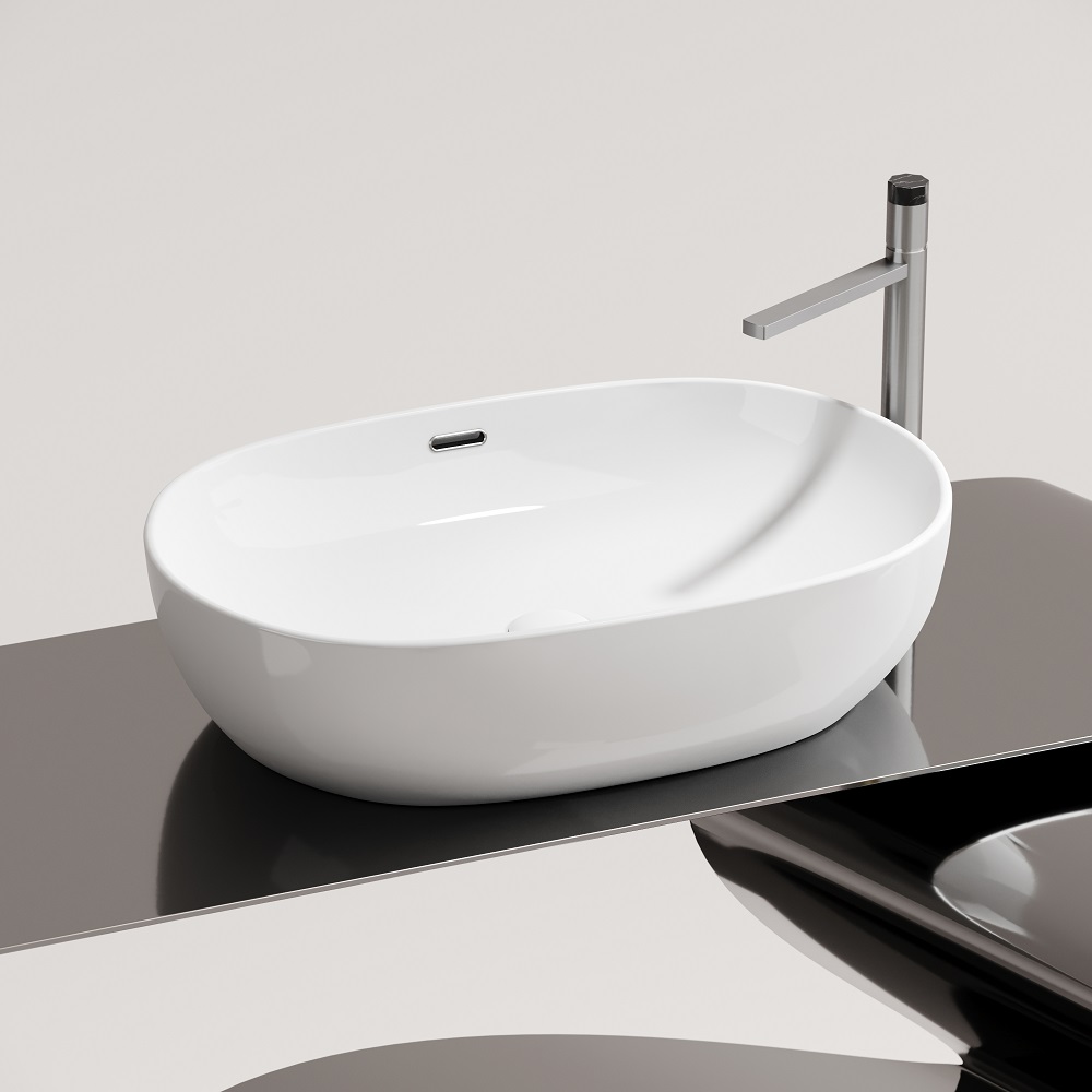 Раковина накладная Ceramicanova Element CN6064 61x42x15.5 (белый), со сливом-переливом