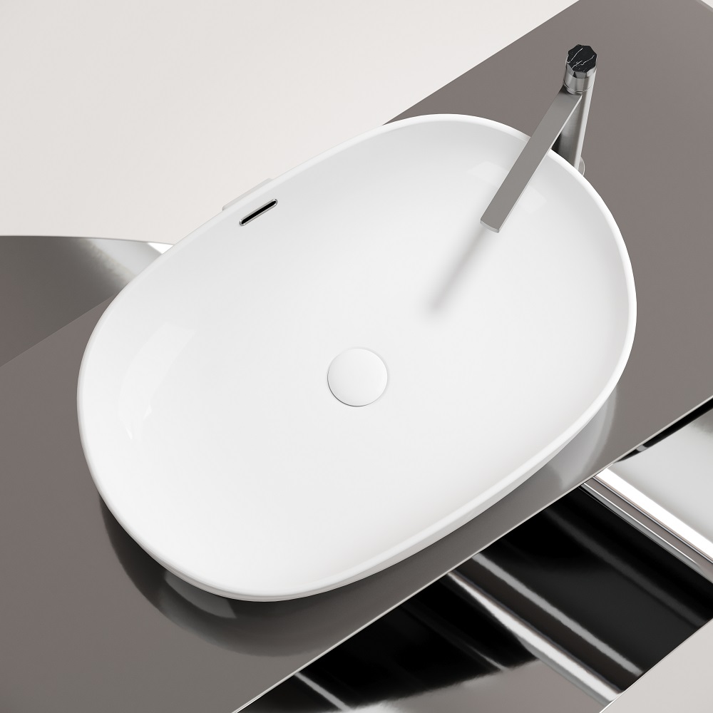 Раковина накладная Ceramicanova Element CN6064 61x42x15.5 (белый), со сливом-переливом