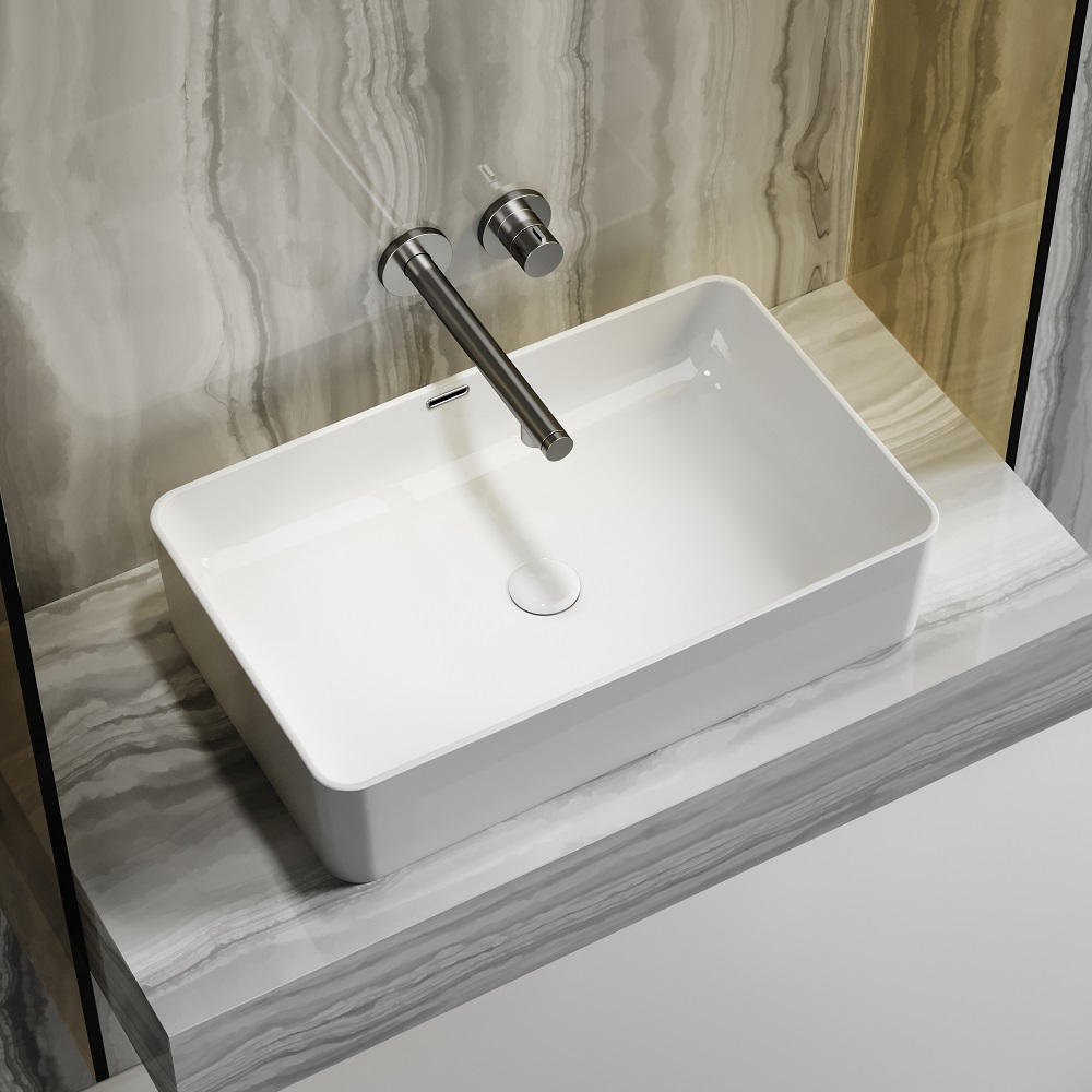 Раковина накладная Ceramicanova Element CN6065 60.5x38.5x14 (белый), со сливом-переливом