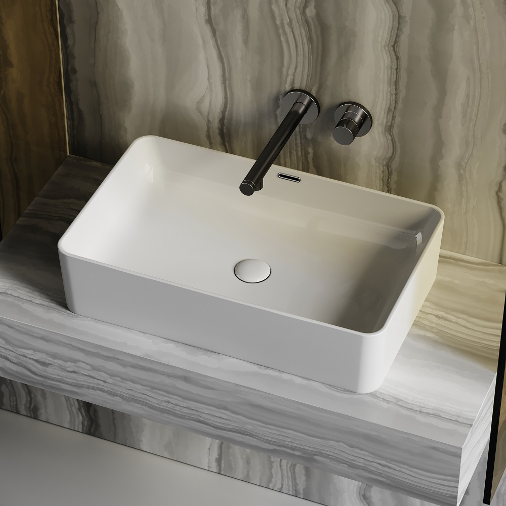 Раковина накладная Ceramicanova Element CN6065 60.5x38.5x14 (белый), со сливом-переливом