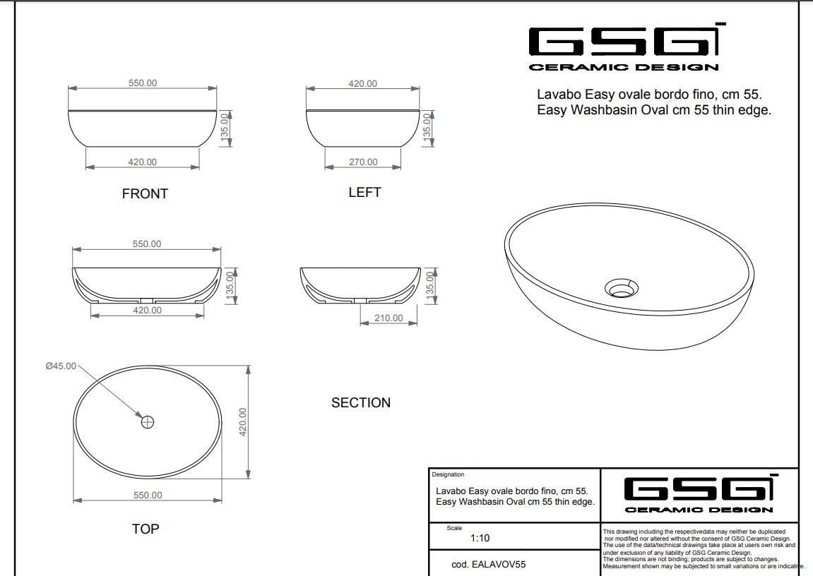 Раковина накладная GSG Easy EALAVOV55003 55x42 (черный матовый)