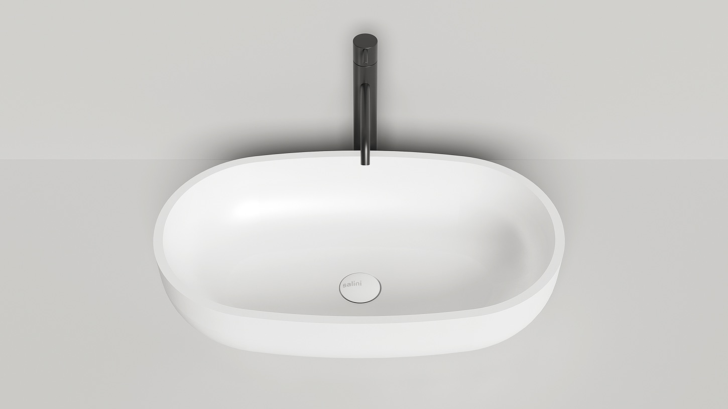 Раковина накладная Salini Gloria S-Stone 1102205M 64x38.5x14.5 (белый матовый), без донного клапана