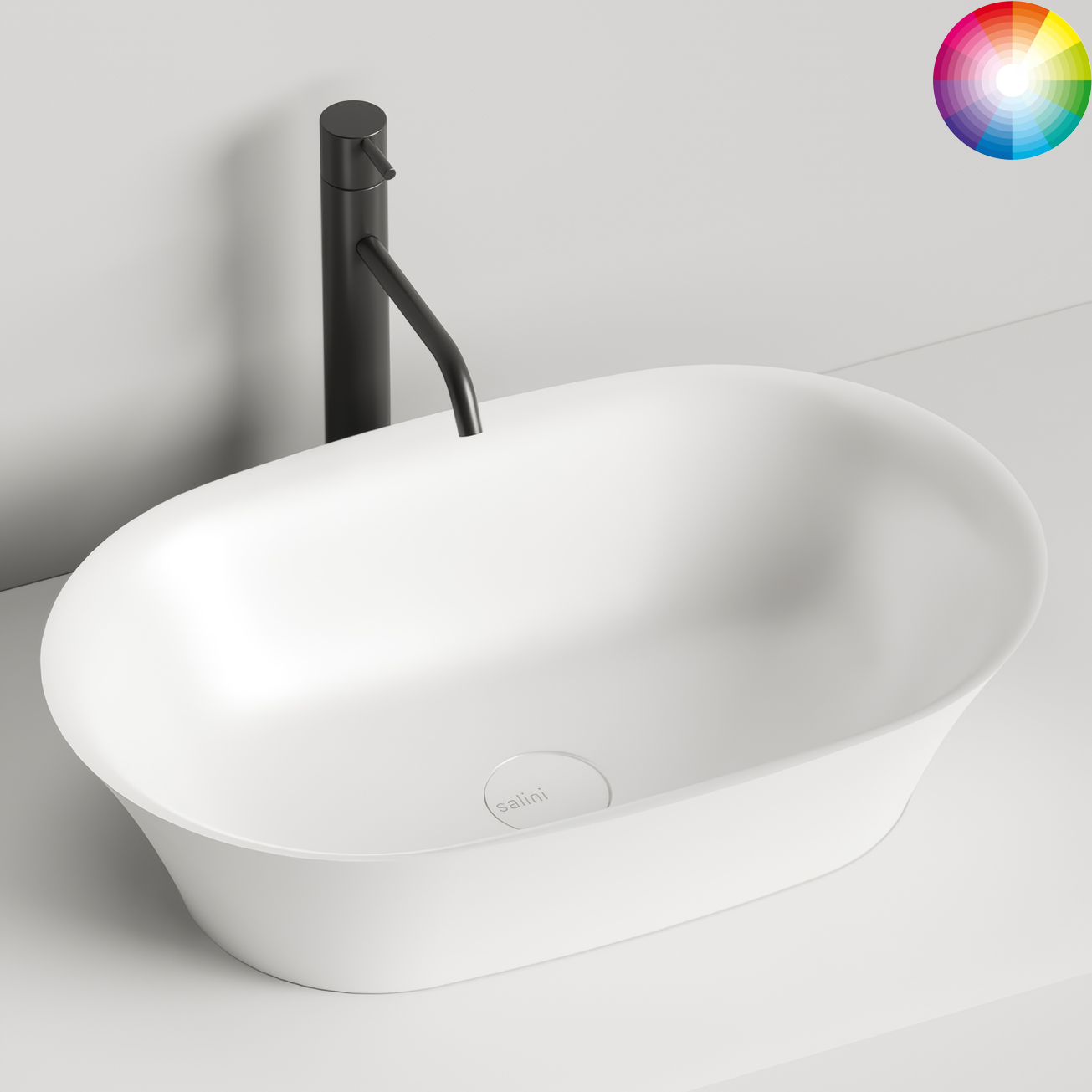 Раковина накладная Salini Mona S-Stone 110821MF 60х39х16.5 (покраска полностью), без донного клапана