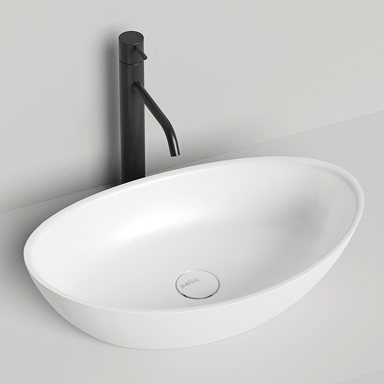 Раковина накладная Salini Noemi S-Stone 1101203SM 55x34x15 (белый матовый), без донного клапана копия