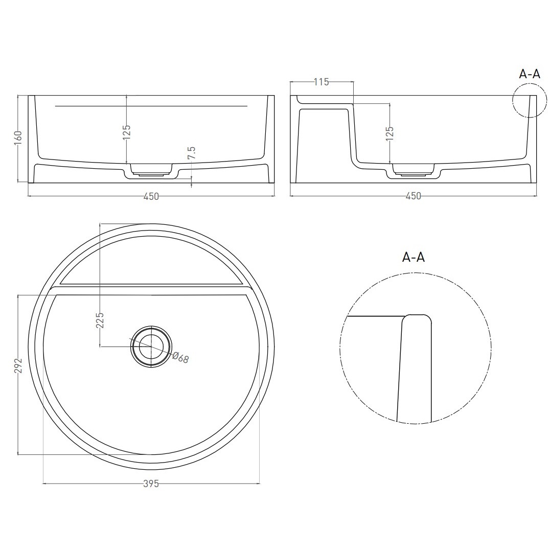 Раковина накладная Salini S-Sense Armonia Top 02 45x45x16 130117GF (покраска полностью), с отверстием под смеситель