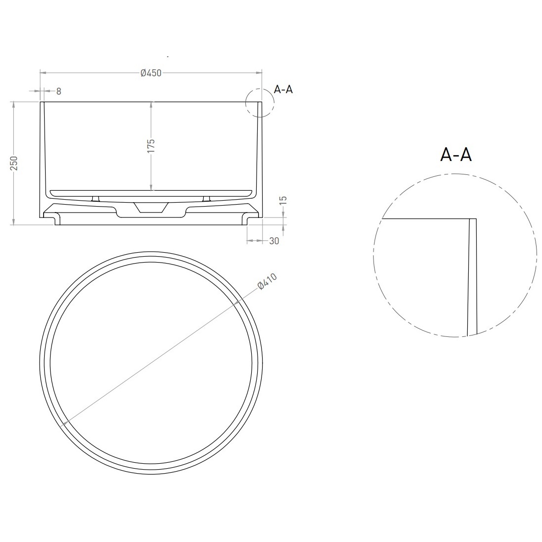 Раковина накладная Salini S-Stone Armonia Round 02 45x45x25 130422MF (покраска полностью), накладка в комплекте