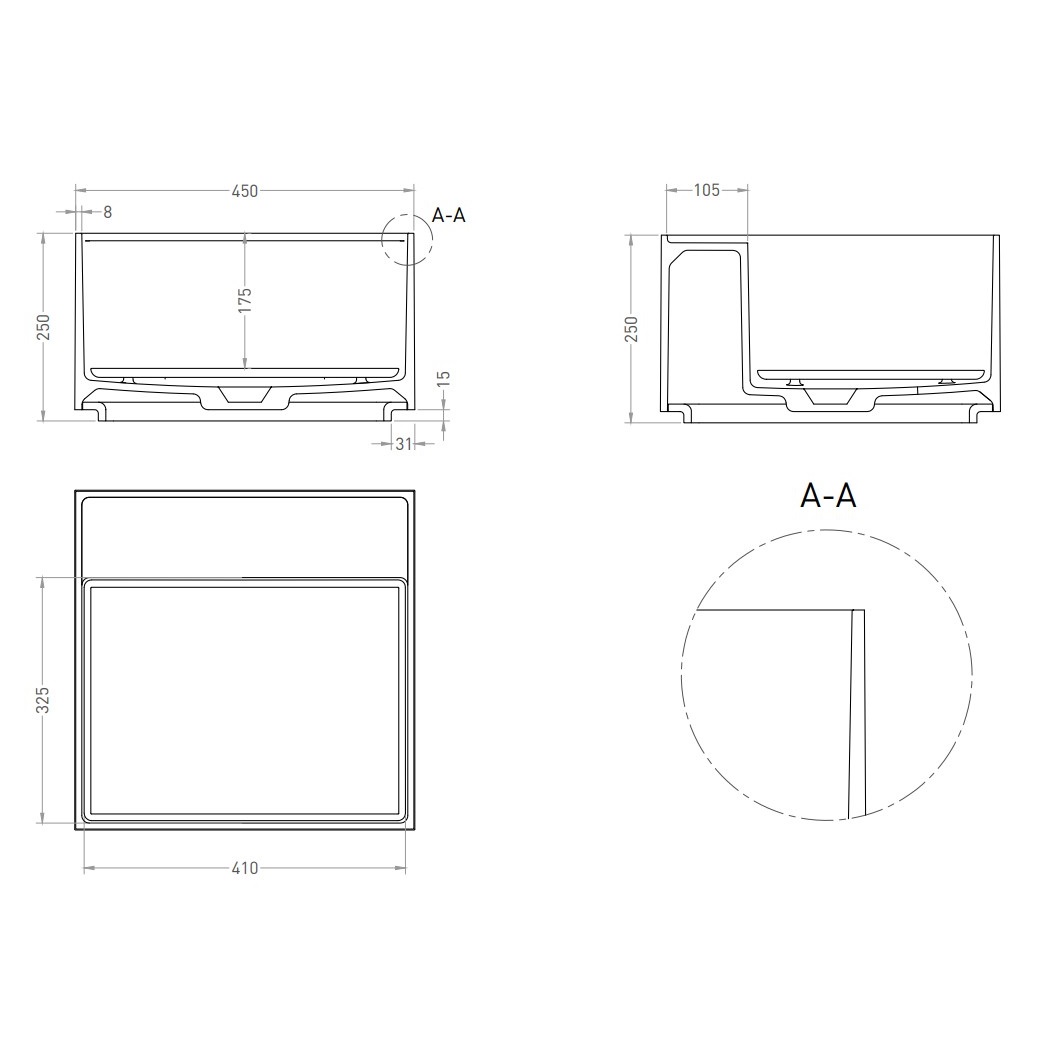 Раковина накладная Salini S-Stone Armonia Square 02 45x45x25 130522TMF (покраска полностью), накладка в комплекте, с полочкой
