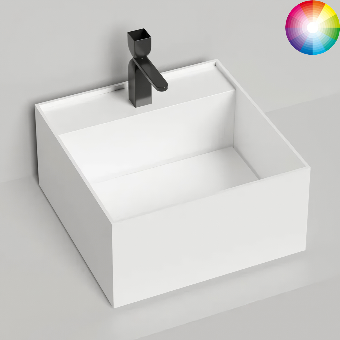 Раковина накладная Salini S-Stone Armonia Square 02 45x45x25 130522TMF (покраска полностью), накладка в комплекте, с полочкой