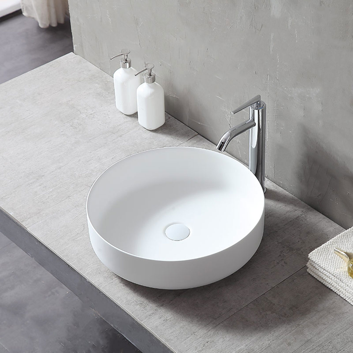 Раковина накладная Vincea Solid surface VBS-6S16MW 45x45x13 (белый матовый)