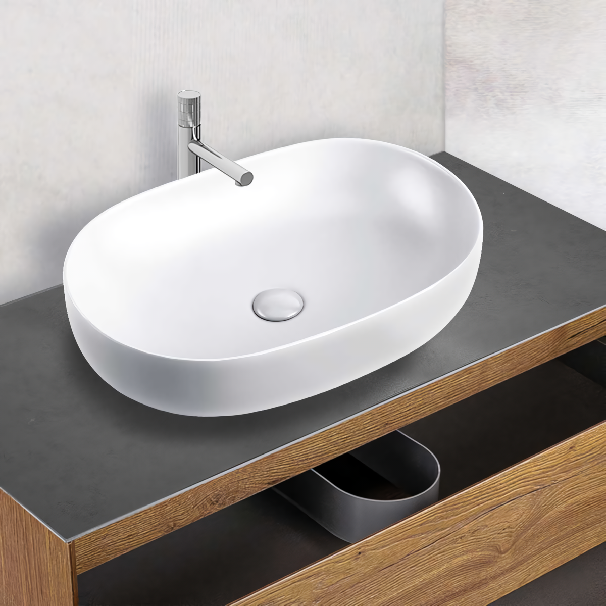 Раковина накладная Vincea VBS-113 60x40x13.5 (белый), без перелива
