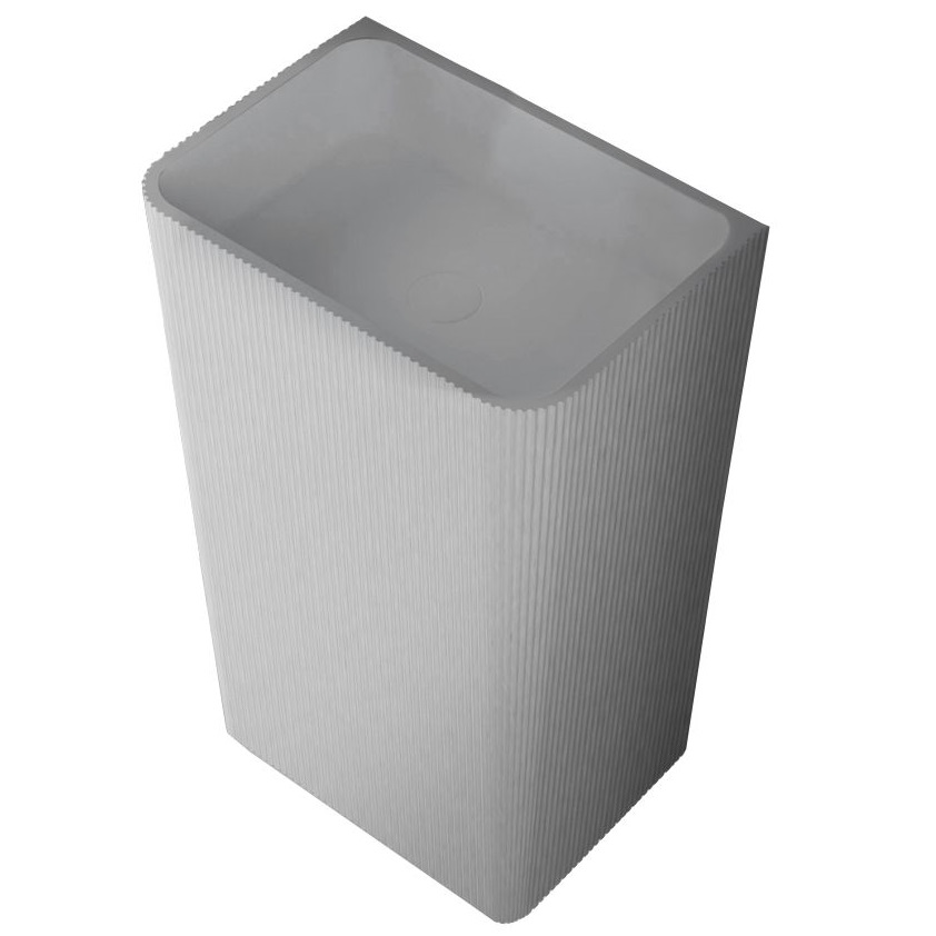Раковина напольная Abber Stein AS2505-H 50x35x85 (белый матовый), с отверстием для монтажа, искусственный камень
