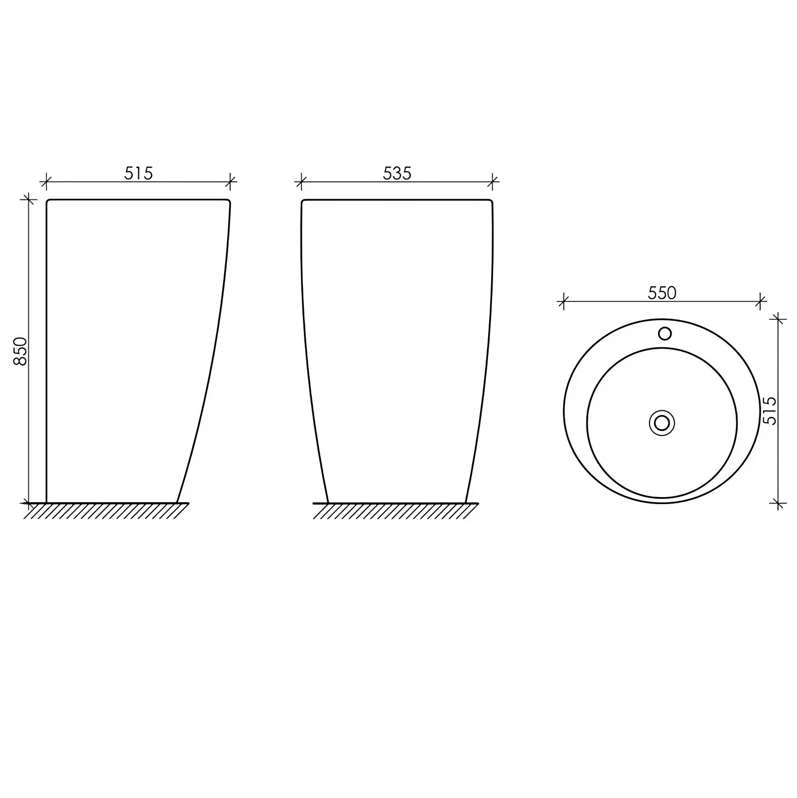 Раковина напольная Ceramica Nova Element CN1807 55x51.5 (белый), моноблок
